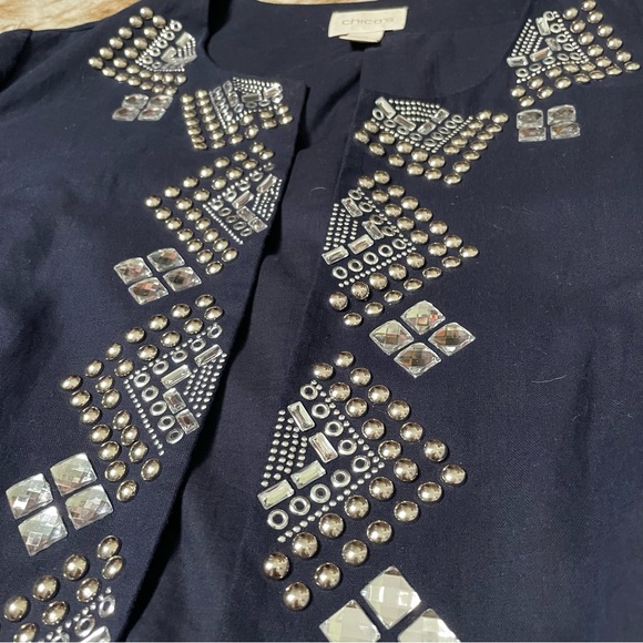 Chico’s linen blend open beaded jacket - Picture 4 of 7